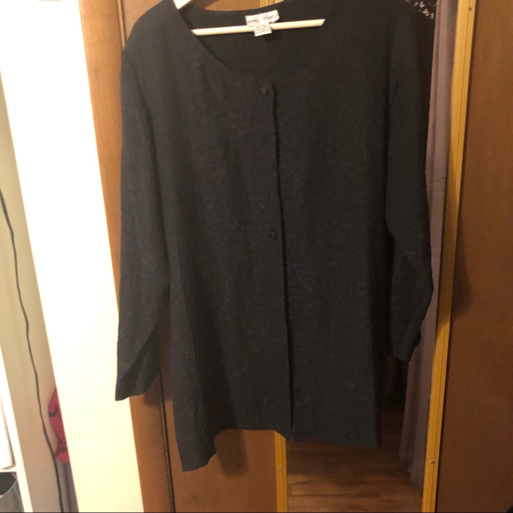 Black button up silk jacket